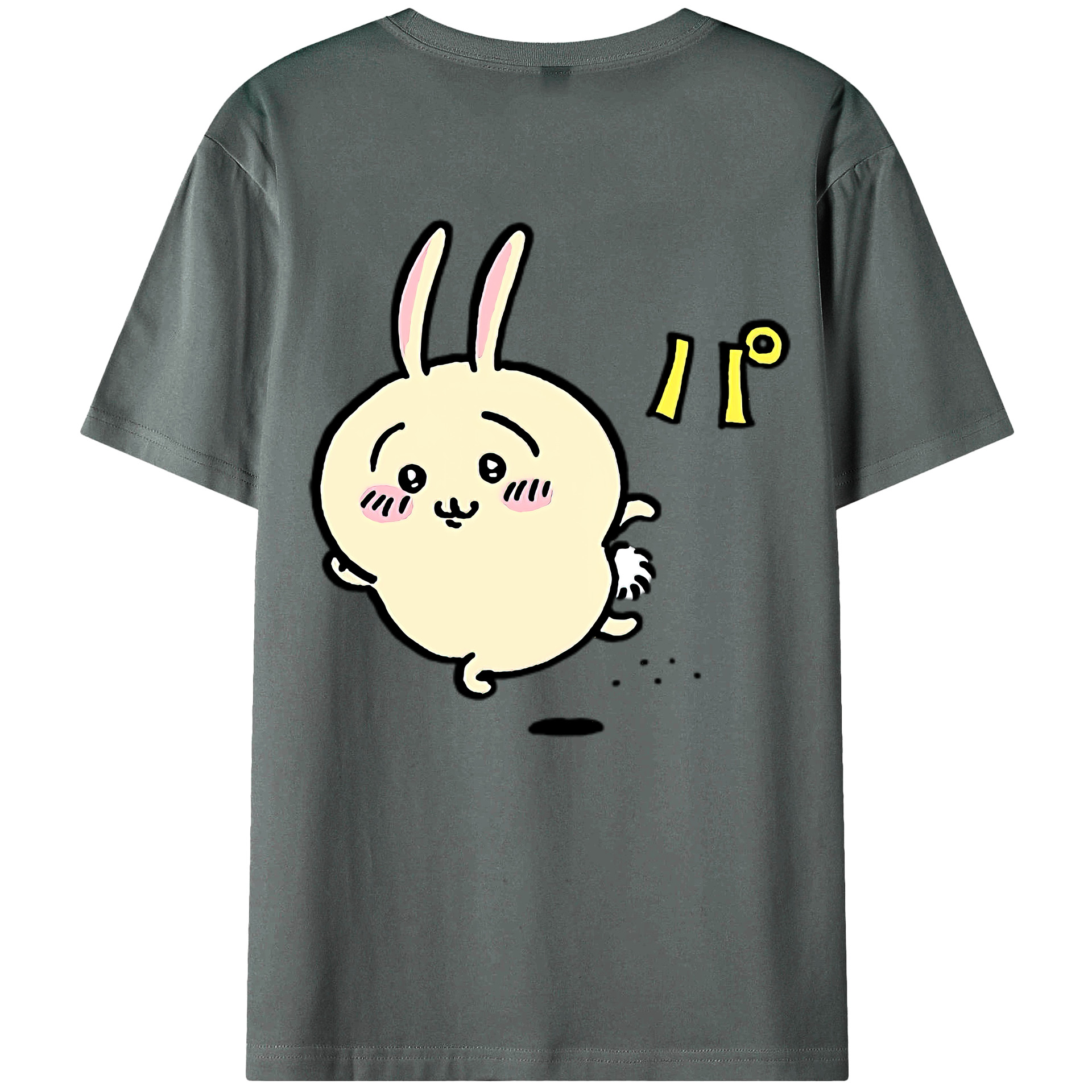 （画像用） ちいかわ うさぎ Chii-kawa usagi 綿100％ メンズ半袖Tシャツ（バックプリント） 通気性